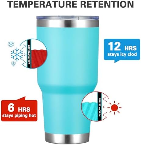 MEWAY 30oz Insulated Tumbler With Lids and Straws,Stainless Steel Double Vacuum Coffee Tumbler Cup, Brush, Durable Powder Coated Coffee Cup for Cold & Hot Drinks(Light Blue,8 PACK) - Image 2