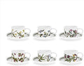 Portmeirion Botanic Garden 7oz Teacup & Saucer (Set of 4) - Poppy Motif, Drum Shaped Porcelain Tea Set, Chip-Resistant Glaze - Dishwasher, Microwave, Freezer, Oven Safe - Floral Afternoon Tea by Portmeirion