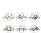 Portmeirion Botanic Garden 7oz Teacup & Saucer (Set of 4) - Poppy Motif, Drum Shaped Porcelain Tea Set, Chip-Resistant Glaze - Dishwasher, Microwave, Freezer, Oven Safe - Floral Afternoon Tea by Portmeirion