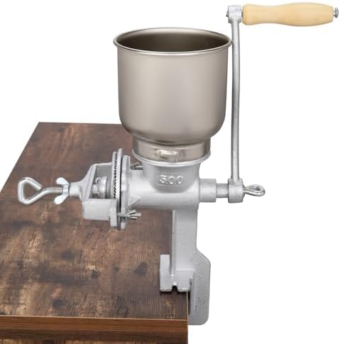 Universal hand-cranked grain grinder, silver stainless steel manual mill - Image 5
