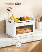 Bread Box for Kitchen Countertop, Bamboo Storage with Top Shelf, White - Image 7