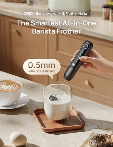 DREO BaristaMaker Nano Handheld Milk Frother Wand Coffe Frother Black - Image 2