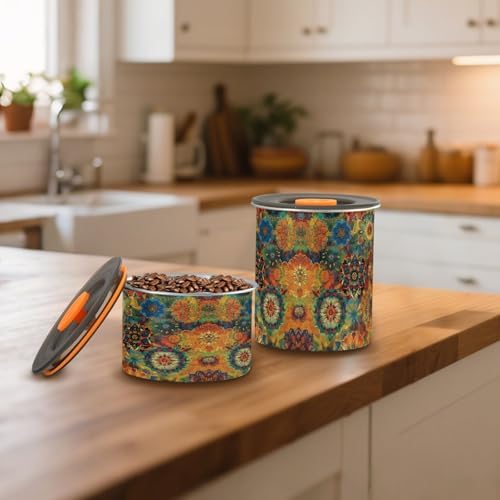 Stainless Steel Coffee Storage Containers with Airtight Lid, Hippy Mandala 17oz Food Storage Container Kitchen Canister for Tea, Coffee Beans, Ground, Sugar Storage - Image 6