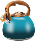 3.2Qt Stainless Steel Whistling Tea Kettle Stovetop, Dark Green by FOEDO
