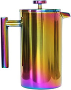 French Press Coffee Maker – Stainless Steel Coffee Maker Double Walled French Press Rainbow 34oz/1L - Image 6
