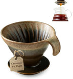 Gomakren Ceramic Berry Basket Set of 2, Rustic Fruit Basket Container 6 Inch & Pour Over Coffee Maker Single-Hole Cone, Ceramic Coffee Dripper by Gomakren
