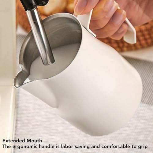 304 Stainless Steel Milk Frothing Pitcher, Pitcher Coffee Steaming Pitcher, Coffee Steaming Cup for Frothing Milk, Latte Making, and Hot Chocolate (Black 350ML) - Image 3