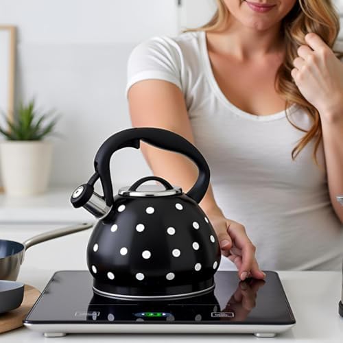 Whistling Teapot 304 Stainless Steel, Tea Kettle Stovetop, Polka Dot Teapots for Stove Top, Whistle Tea Pot with Cool Touch Ergonomic Handle - Image 7