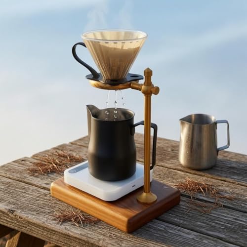 Coffee Stand Manual Dripper Holder Pour Over Rack Wooden Base Metal Support Adjustable Joint Stable Circle Suitable for home coffee lovers - Image 4