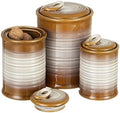 Nihow Food Storage Jar,Ceramic Canister Sets for The Kitchen,Set of 3,Brown by Nihow