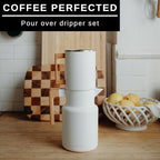 HASTINGS 50 Oz Pour Over Coffee Maker Set with Double Layer Reusable Stainless Steel Filter 8-Cup and Wood Handle - Dual Wall Heat Resistant Drip Coffee Brewer, Pour Over Coffee Dripper Carafe, White - Image 2