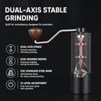Manual Coffee Grinder - Stainless Steel Burrs, Adjustable Grind Settings, Portable Hand Crank for Espresso, Drip, French Press - Compact, Durable, Ideal for Home & Travel (Black) - Image 2