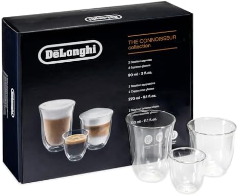 DeLonghi Coffee Connoisseur Glasses (set of 6): 2 Espresso, 2 Cappuccino, 2 Latte Macchiato by Unknown