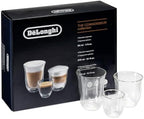 DeLonghi Coffee Connoisseur Glasses (set of 6): 2 Espresso, 2 Cappuccino, 2 Latte Macchiato by Unknown