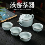 Gongfu Tea Set with Ru Kiln Teacups,One Pot and Four Cups,Ceramic Porcelain for Home Tea Brewing,Elegant Chinese Tea Kit Q1429 - Image 3