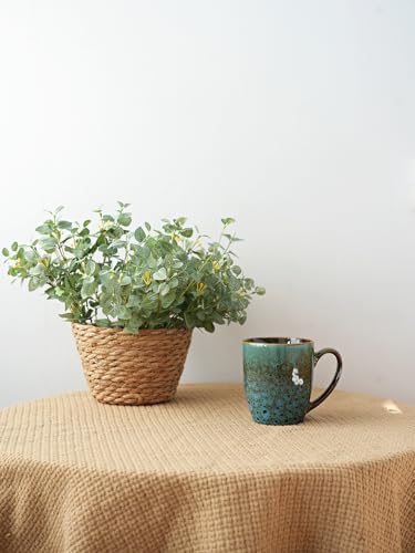 Bosmarlin Ceramic Coffee Mug Set of 4, 17 Oz, Coffee Cups with Big Handle, Microwave Safe, Unique Reactive Glaze (Blue) - Image 4