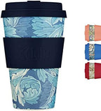 Ecoffee Cup 14oz (400ml) William Morris Reusable Coffee Cup – PLA Plant-Based Travel Mug with Silicone Lid, Melamine Free & Dishwasher Safe – Acanthus by EcoffeeCup