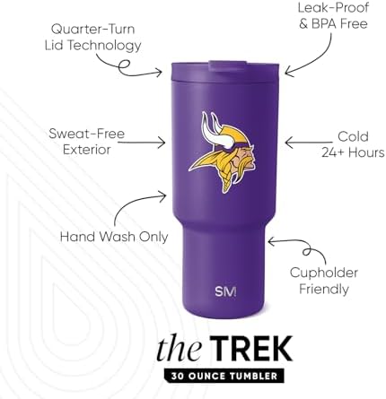 Simple Modern Minnesota Vikings Tumbler with Flip Lid, Straw 30oz | NFL - Image 2