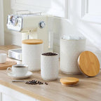 MALACASA LYDIA Ceramic Canisters Set with Airtight Lids, 80/40/20 oz Coffee Canister, Cookie Jar & Sugar Container, Canisters Sets for the Kitchen, Flour Sugar Pasta Tea Jars, Set of 3, Hexagon - Image 2