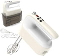 Yomelo 9-Speed Digital Hand Mixer Electric, 400W Powerful DC Motor, Hand Mixer Electric Handheld with Snap-On Storage Case, 5 Stainless Steel Accessories, Beaters, Dough Hooks, Whisk(Cream White) by Yomelo