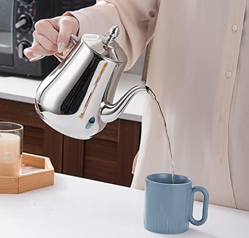 SANQIAHOME Stainless Steel Teapot with strainer Tea Pot With Removable Infuser or filter for Loose Leaf and Tea Bags cold water Pitcher Tea Maker Dishwasher Safe (silver, 1550ml(51Oz)) - Image 3