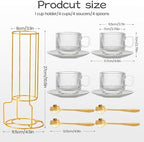 5.4 oz Espresso Cups Set of 4,Stackable Clear Glass Small Coffee Cup Set - Image 4