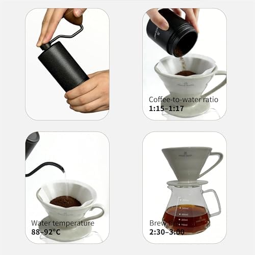 Pour Over Coffee Travel Kit – Aluminum Carry Case, Hand Grinder, Ceramic V02 Dripper, Gooseneck Kettle, Glass Server, USB Scale, Thermometer, Canister, Filters & Scoop – Camping & Gift - Image 7
