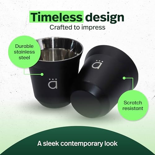 Kalmateh Heat Resistant Espresso Cups Set of 4 – Double Wall Insulated Stainless Steel Espresso Cup Set – Unbreakable 2.7oz / 80ml Demitasse Coffee Cups - Image 4