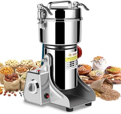 Grain Mill 750g, flour mill grinder for home, Electric Stainless Steel Grain Grinder for Wheat, Spices, coffee,Corn and Other Dry Food Grinders for Kitchen by INSELY