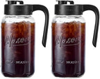 Mason Jar Pitcher, 2 pcs 64 oz (2 quart), Glass Pitcher with Lid by spreccio