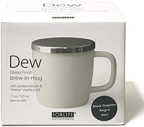 FORLIFE Dew Glossy Finish Brew-In-Mug with Basket Infuser &"Mirror" Stainless Lid 11 oz. (Black Graphite) - Image 4