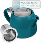 ORNA Ceramic Teapot with Tea Infuser – Small Tea Pot for Loose Leaf Tea – 550ml / 18.6 Oz Porcelain Non-Stove Teapot for 2 Cups with Tea Strainer (Ocean) by Unknown