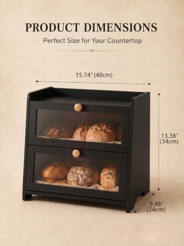 Bread Box for Kitchen Countertop Large Capacity with Top Storage Shelf - Image 3