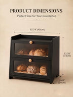 Bread Box for Kitchen Countertop Large Capacity with Top Storage Shelf - Image 3