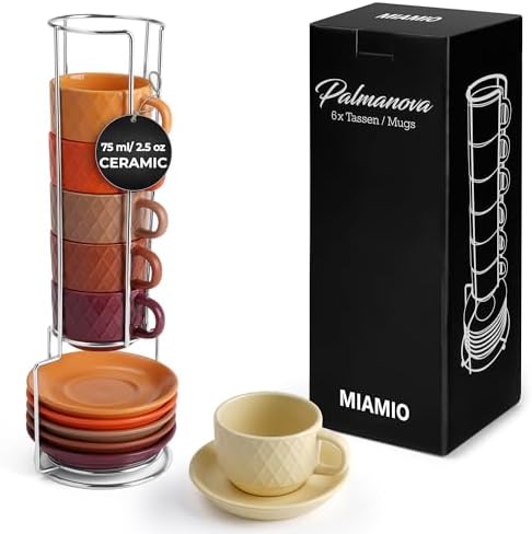 MIAMIO - Espresso Cups 6-Pack (2.5 oz) - Palmanova Collection (Magma) by MIAMIO