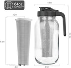 Cold Brew Coffee Maker, 64 oz Mason Jar Pitcher with Stainless Steel Filter, Pour Spout Handle Lid, Airtight & Leak-Proof for Iced Coffee,Tea & Lemonade -2pack - Image 3