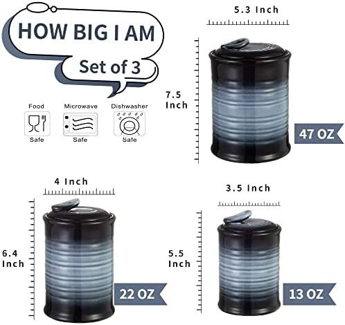 Nihow Food Storage Jar,Ceramic Canister Sets for The Kitchen,Set of 3,Gray - Image 2