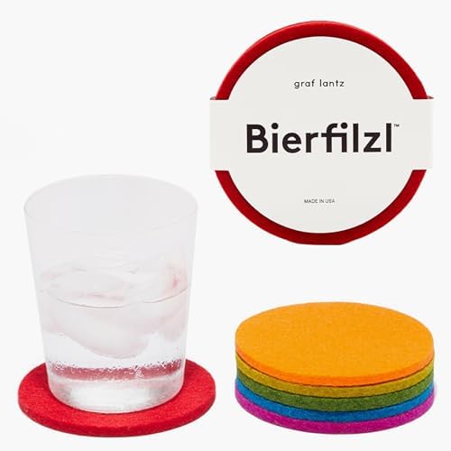 Graf Lantz - Bierfilzl Merino Wool Round Coasters Set of 6 - Rainbow (4" Circles) - Absorbs 30% of Weight - German Wool - Heat Resistant, Sustainable, & Reusable - Home Decor & Coffee Table Decor by GrafLantz