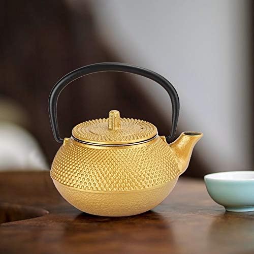 Cast Iron Tea Pot, 300ml Japanese Tetsubin with Infuser, Golden Loose Leaf Tea Pot for Home, Tea House - Image 2