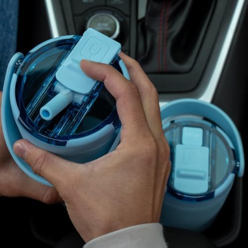 BrüMate Resa Flip 35oz Travel Tumbler with Covered Flip Down Straw | 100% Leakproof Water Bottle | Made of Insulated Stainless Steel | Cup Holder Friendly Silicone Base | 35oz (Glacier) - Image 4