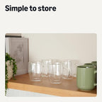 Amazon Basics Double Walled Glass Coffee Mugs, 4-Piece Set, Dishwasher-Safe, Borosilicate Glass, 12 oz. (Pack of 6) - Image 6