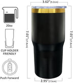 20 oz Tumbler Bulk Stainless Steel Tumblers with Lids and Straws Black - Image 2