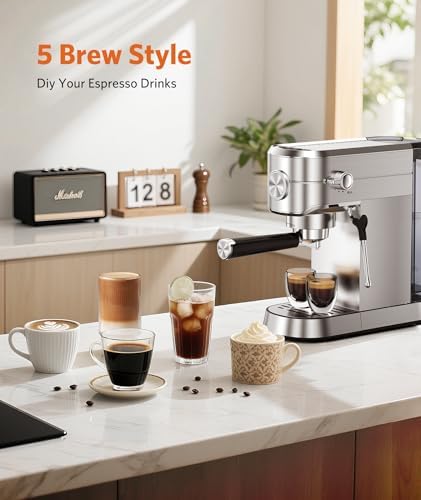 COWSAR Espresso Machine 20 Bar,Compact Espresso Machine with Milk Frother,Stainless Steel Coffee Maker with 40 oz Removable Water Tank for Cappuccino,Latte - Image 2