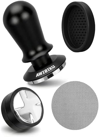 Barista Espresso Tamper 53.3/54mm, Spring Loaded Flat Base Tamper Kit by AWIBIKU
