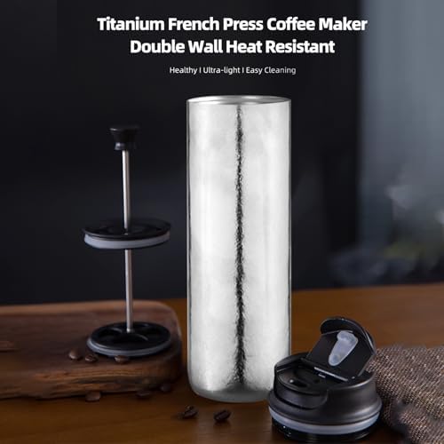 Pure Double Wall French Press Coffee Maker Portable Vacuum Insulated Leak Proof Camping Travel Mug 480ml (Ice Flower) - Image 6