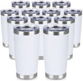 20 oz Tumbler Stainless Steel Tumblers Bulk with Lid Double Wall Insulated Coffee Tumbler Cups for Hot & Cold Drinks Powder Coated Travel Coffee Tumbler Mug Metal (White, 12 pack) by VQRRCKI
