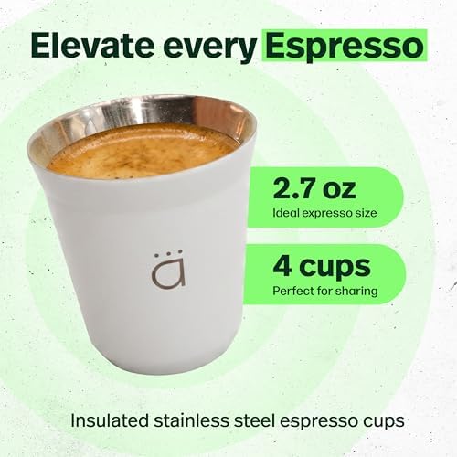 Kalmateh Heat Resistant Espresso Cups Set of 4 – Double Wall Insulated Stainless Steel Espresso Cup Set – Unbreakable 2.7oz / 80ml Demitasse Coffee Cups - Image 2