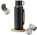 316 Stainless Steel Water Bottle 33 oz with Lidded Cup - Keep 24+ Hrs Warm for Hot & Cold Drinks - Leakproof Vacuum Insulated Thermal Flask with Handle for Travel Coffee by Vistatroy