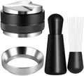 51mm Espresso Accessories Kit - 3 PCS Heavy Duty Dual Head Coffee Distributor and Tamper, WDT Tool, Magnetic Dosing Funnel - Fits Delonghi Breville 51mm Machines and Portafilter by Tuykay
