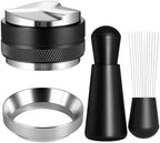 51mm Espresso Accessories Kit - 3 PCS Heavy Duty Dual Head Coffee Distributor and Tamper, WDT Tool, Magnetic Dosing Funnel - Fits Delonghi Breville 51mm Machines and Portafilter by Tuykay
